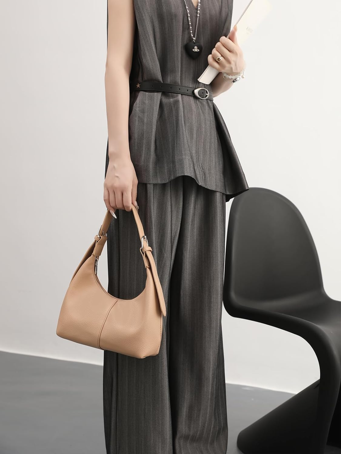 NIUEIMEE ZHOU Hobo Bags for Women Soft Vegan Leather Crescent Shoulder Handbag Slouchy Tote Crossbody Purses - Image 9