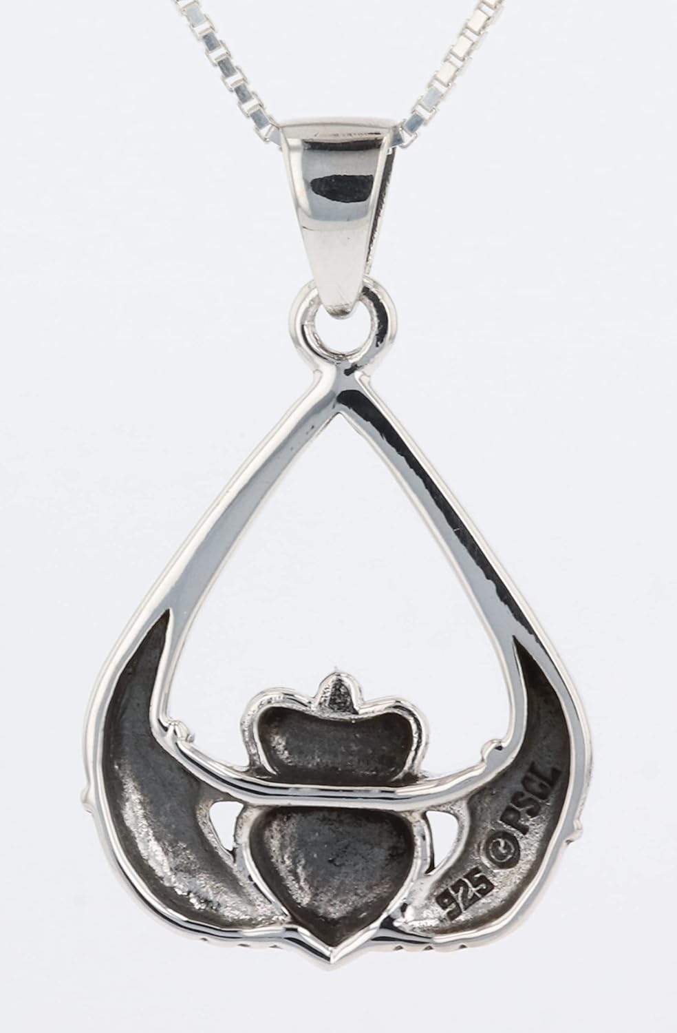 Jewelry Trends Celtic Claddagh Tear-drop Irish Sterling Silver Pendant Necklace 18" - Image 8