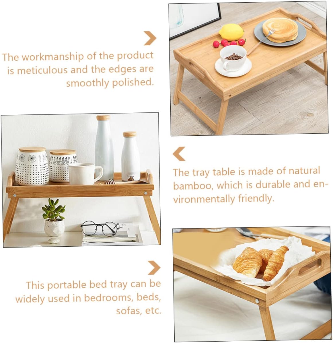 MAGICLULU Laptop Stand for Bed Folding Bamboo Computer Table Bed Writing Desk Writing Table