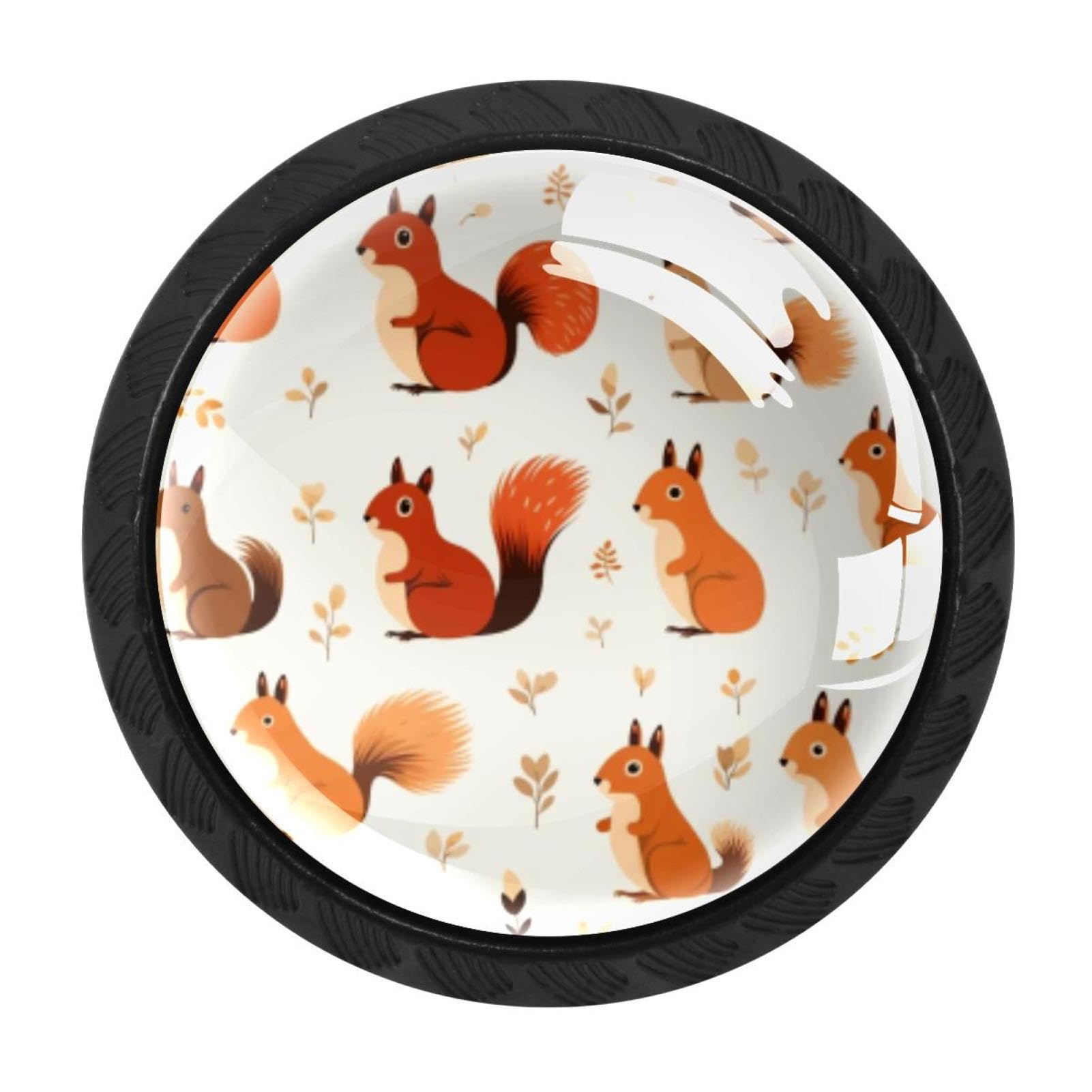 Chenzzzz Multicolored 07 4 Pieces Squirrel Drawer Knobs, 35Mm Black Kitchen Cabinet Knobs, Drawer Pulls And Knobs, Glass Cabinet Hardware Single Hole Knob For Cabinets And Drawers Round