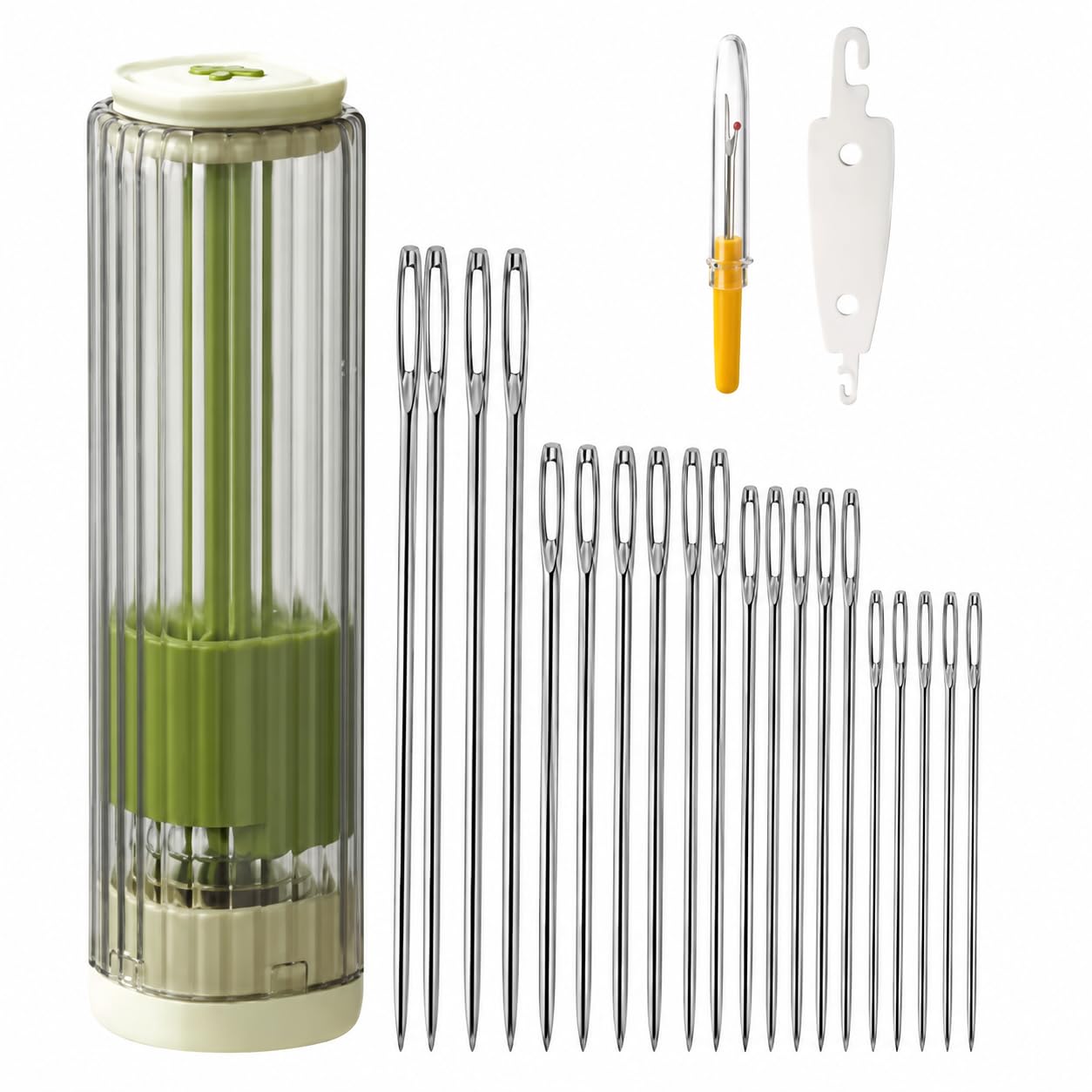 Self Threading Sewing Needles Kit with Magnetic Storage Case, Side Hole Hand Stitching Needles, Pop-Up Organizer with Threader & Seam Ripper for Embroidery, Mending and Repairs-image-6