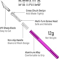 Vista 3 de Juego de 10 cuchillos Exacto, cuchillo de precisión para manualidades, cuchillo de hobby, cuchillo de arte con cuchillas afiladas para cortar papel