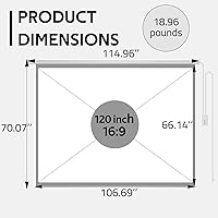 Vista 9 de YODOLLA 120" Projector Screen Motorized 16:9, 4K HD Pull Down Retractable Projection Screens Electric Automatic Wall Ceiling Movie Screen for Office