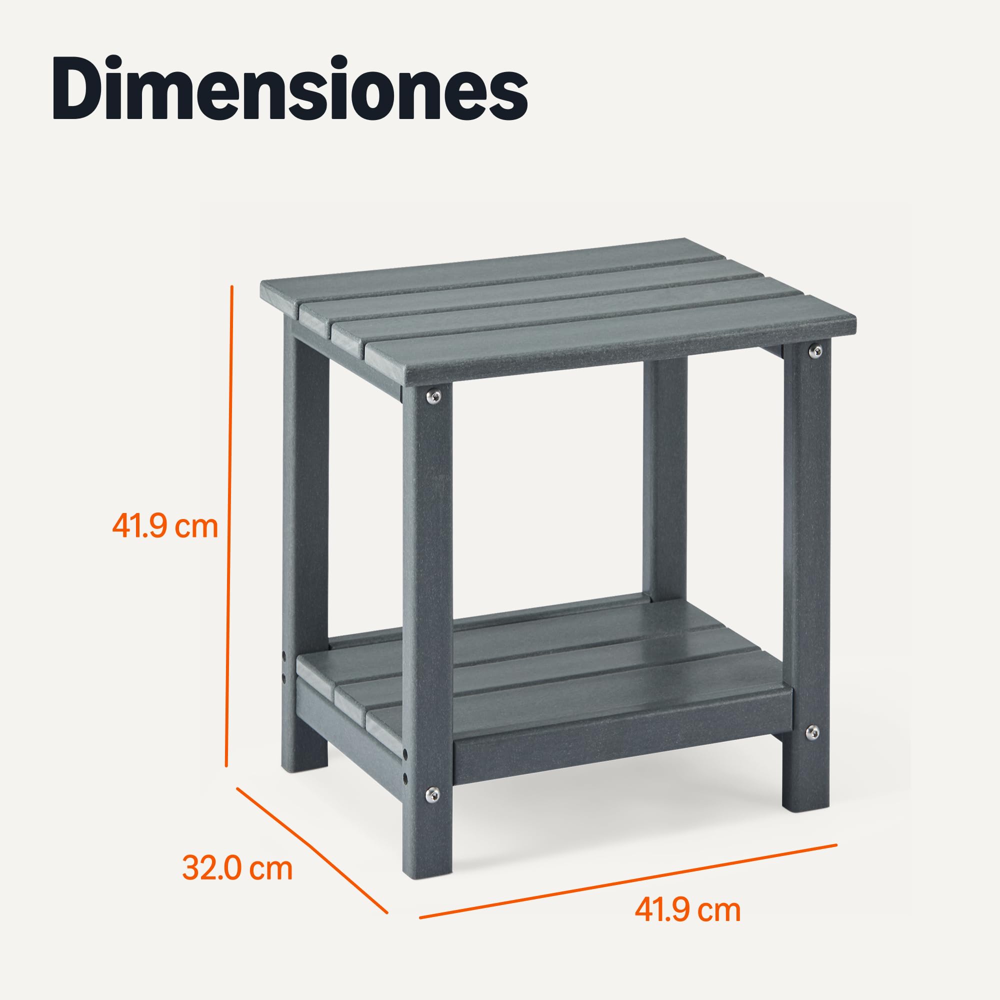 Amazon Basics Outdoor Side Table, 41.91cm x 32cm x 41.91cm, Grey, 1-Pack