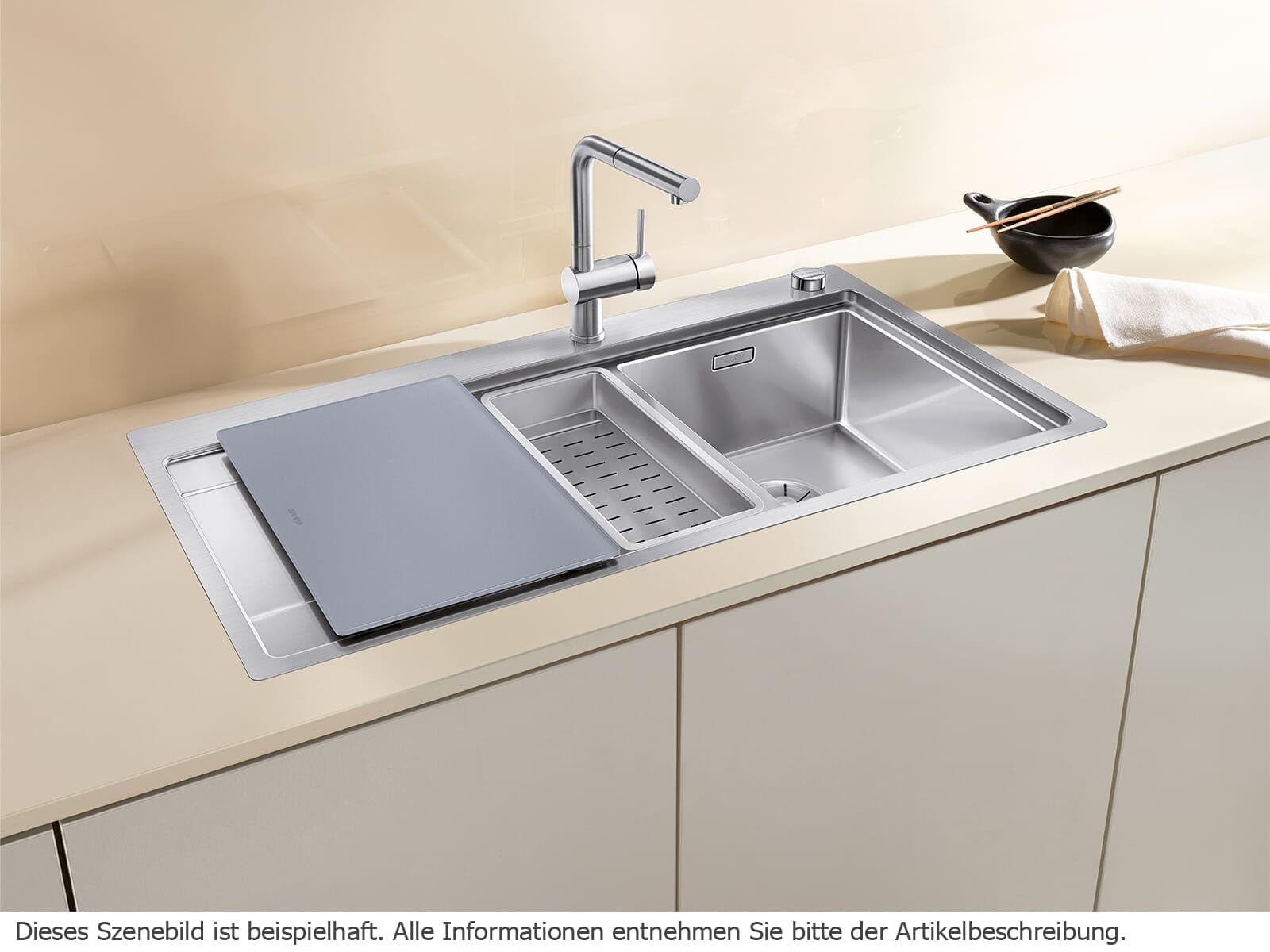 BLANCO DIVON II 6 S-IF | Edelstahl | Hauptbecken rechts | [100x51x20,4 cm] | für 60 cm breite Unterschränke | Einbauart: Einbau von Oben & Flächenbündig | Hauptbecken rechts