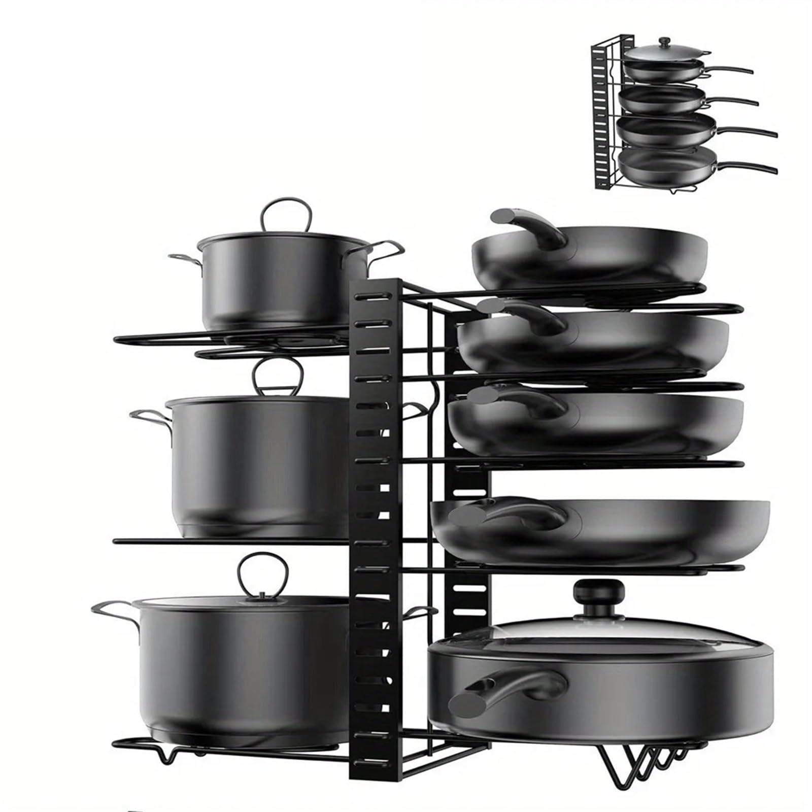 Portapentole Organizer for portapentole da cucina regolabile | Robusto porta pentole e pentole, ripiano in metallo salvaspazio for armadietto(5 Tier)
