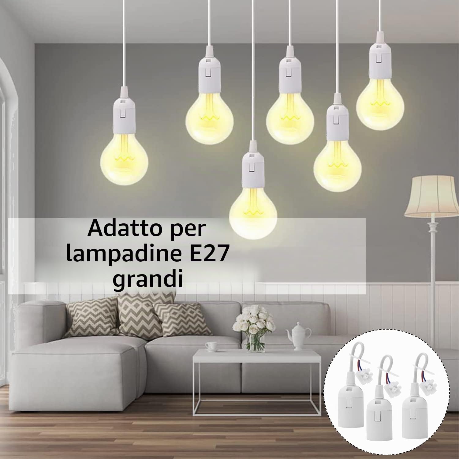 Set Di 10 Portalampada E27 Con Cavo In Plastica – Base Per Lampadine A Vite, Per Ristrutturazioni E Fai-da-te - Foto 2