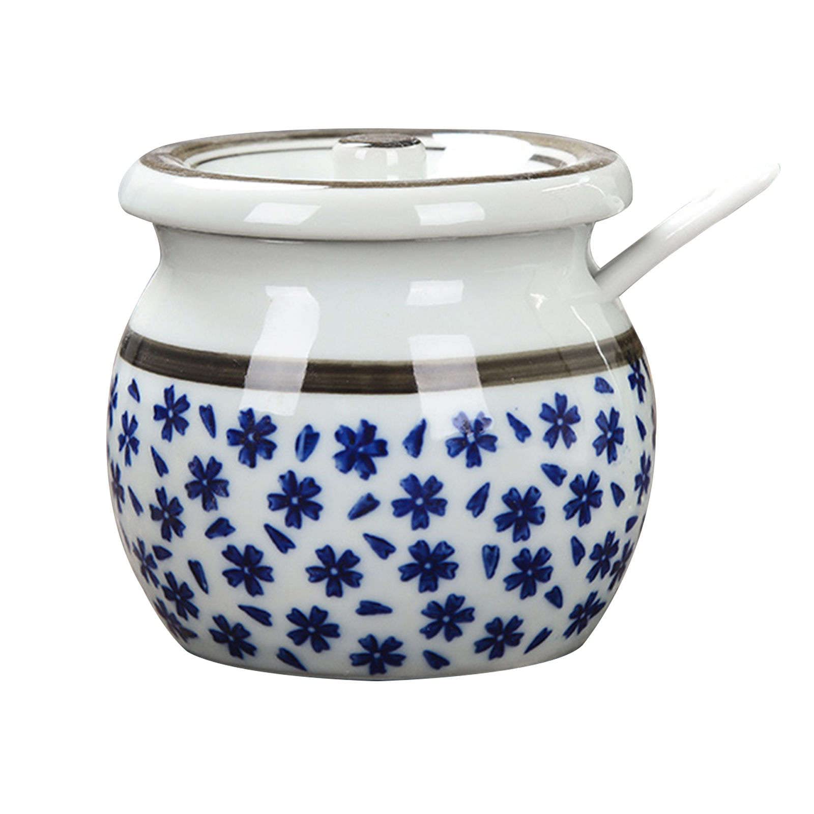 GTHTUHFD Sugar Bowl With Lid And Spoon, Sugar Storage Jar, Sugar Pot, Sugar Container Spice Jar, Sugar Salt Pot Seasoning Canister-A Jars