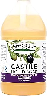Vermont Castile Soap Lavender, Gentle Liquid Soap for Sensitive Skin & Natural Body Wash, Organic Hair Shampoo for Oily Ha...