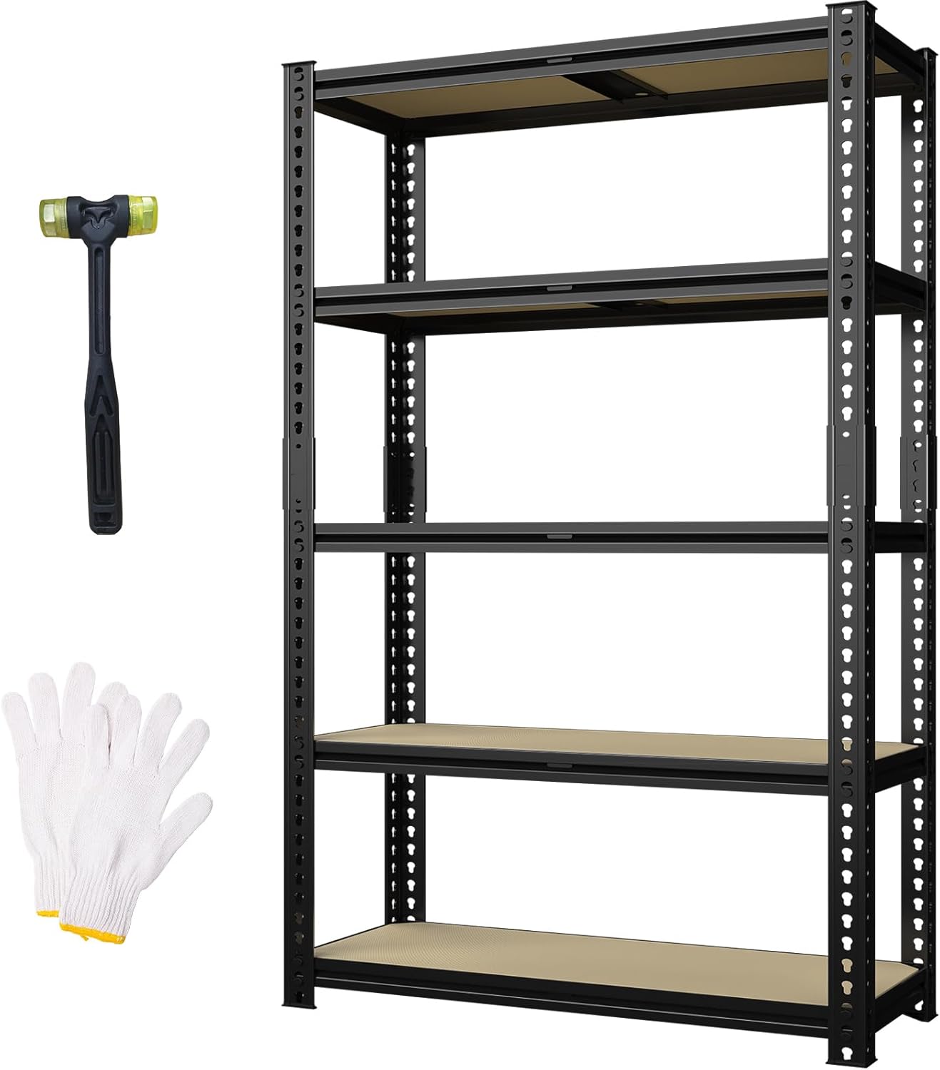 Storage Shelves 5 Tier Adjustable Garage Storage Shelving, Heavy Duty Storage Rack Utility Shelf for Garage, Kitchen, Pantry, Basement (60.2" H x 28" W x 12" D)