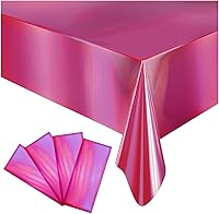 Vista 1 de Paquete de 4 Manteles de Plástico Iridiscentes Desechables Cubierta de Mesa Mantel de Papel de Aluminio Brillante para Mesas Rectangulares