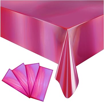 4 Pack Plastic Tablecloths Disposable Tablet Cover Pink 54 x 108 in