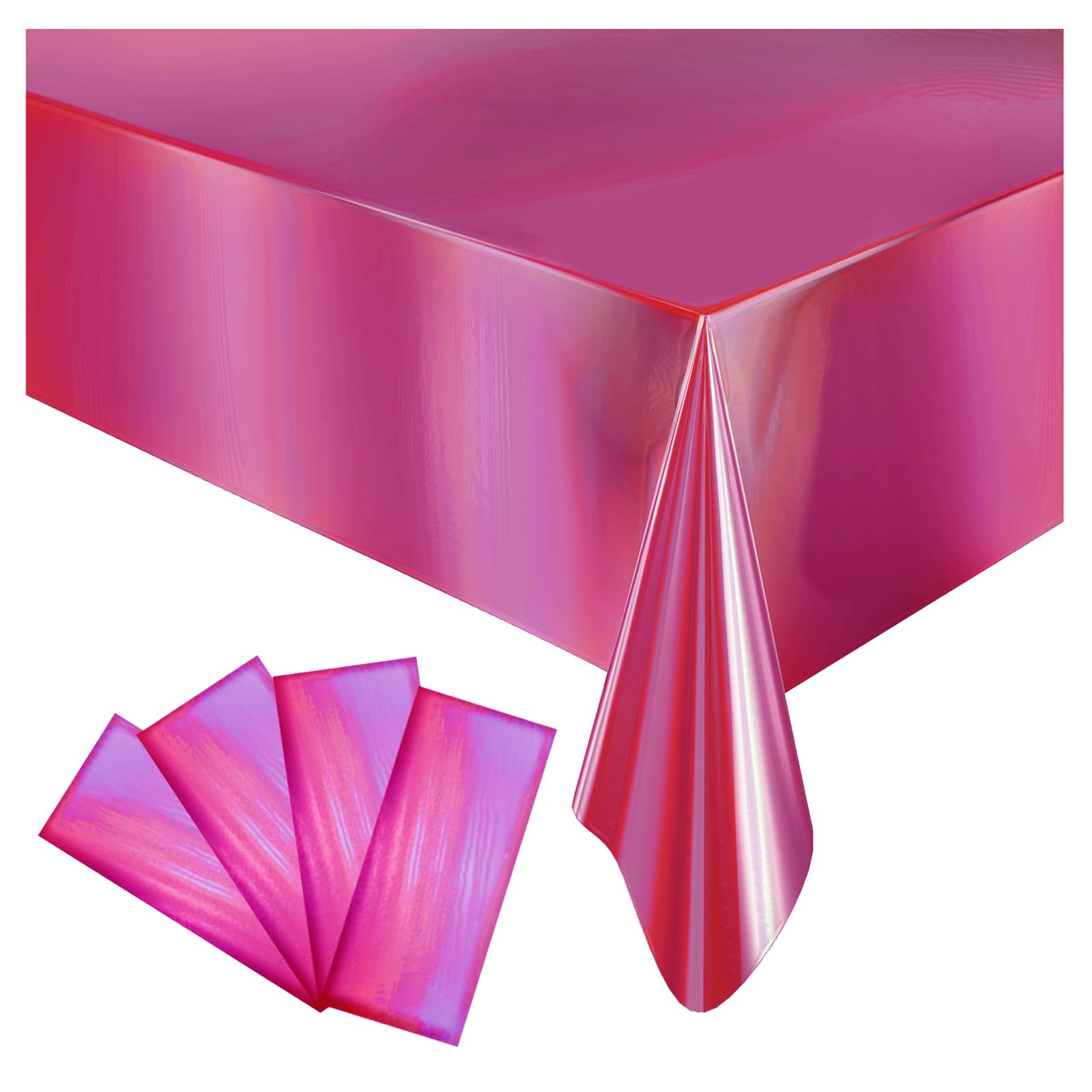 Caonysh 4 Pack Iridescent Plastic Tablecloths Disposable - tablecloths | Mubboo