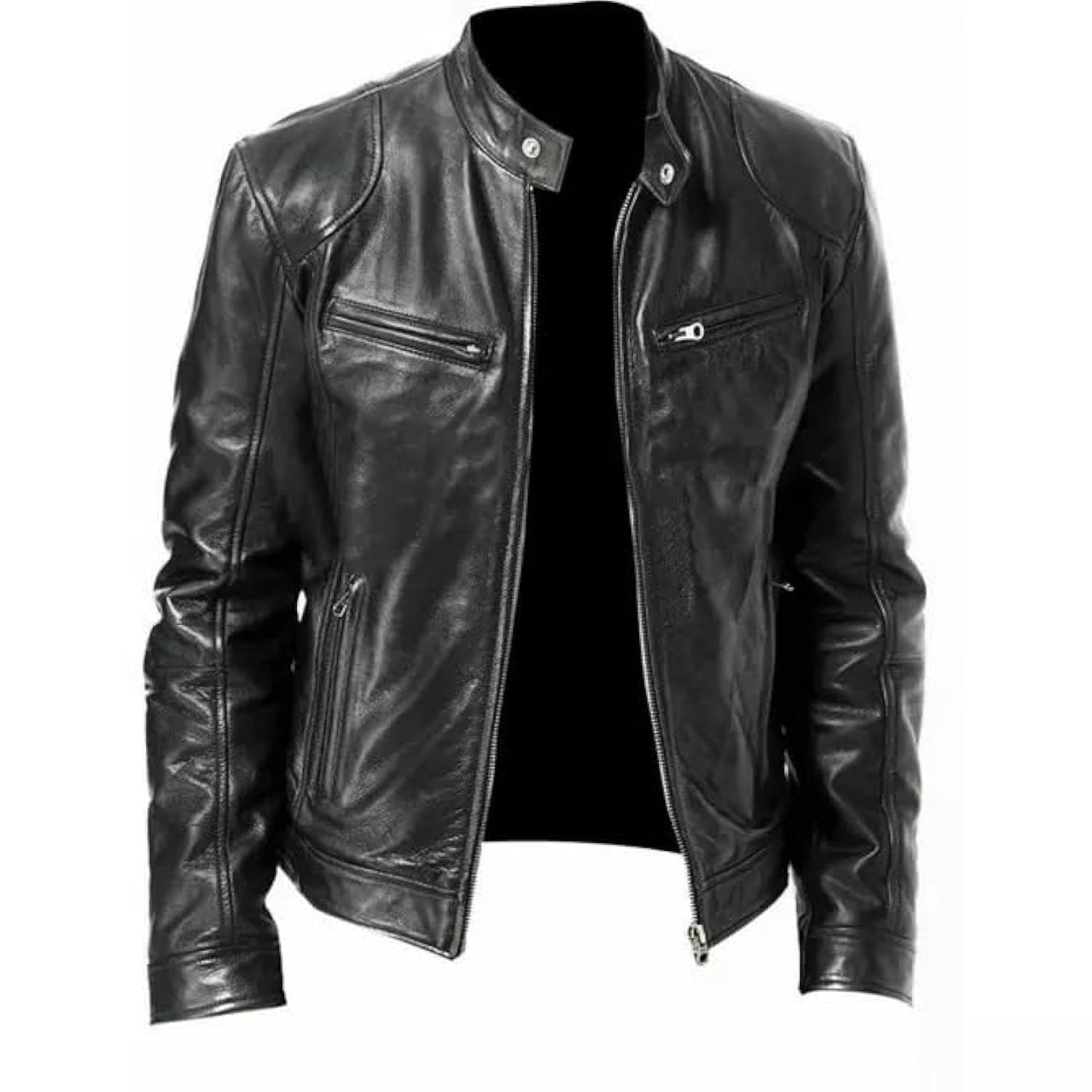 Men's Real Leather Jacket Biker Motorcycle Cafe Racer Vintage Retro Bomber Winter Black Genuine Leather Jacket