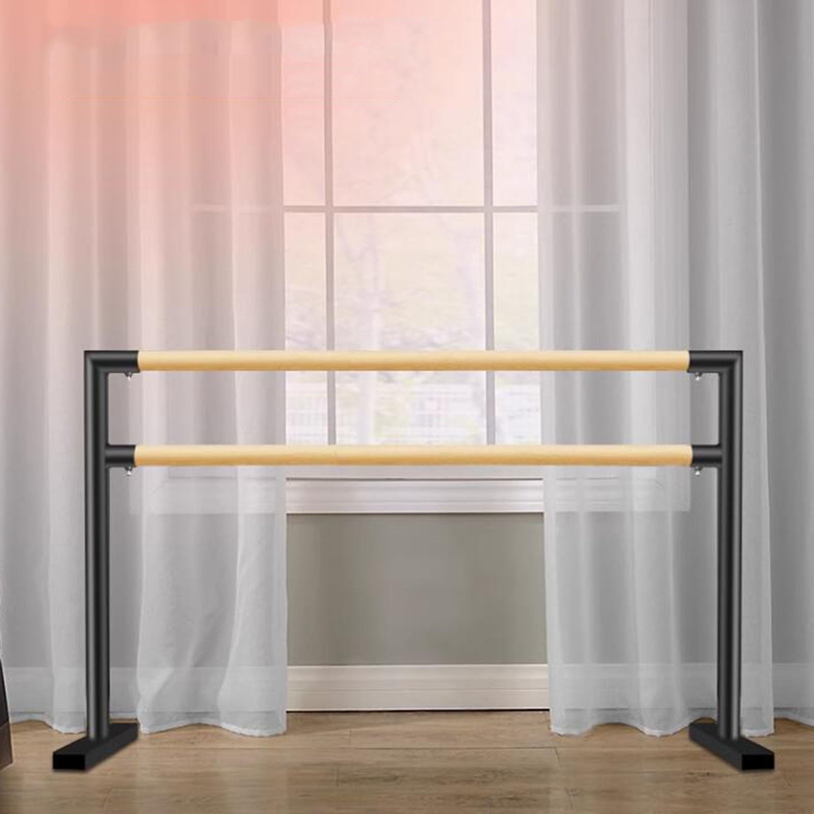 YDHSIKK Ballet Barre, Double Ballet Bar Portable Freestanding For Adult And Kids Black Multiple Sizes(150cm)
