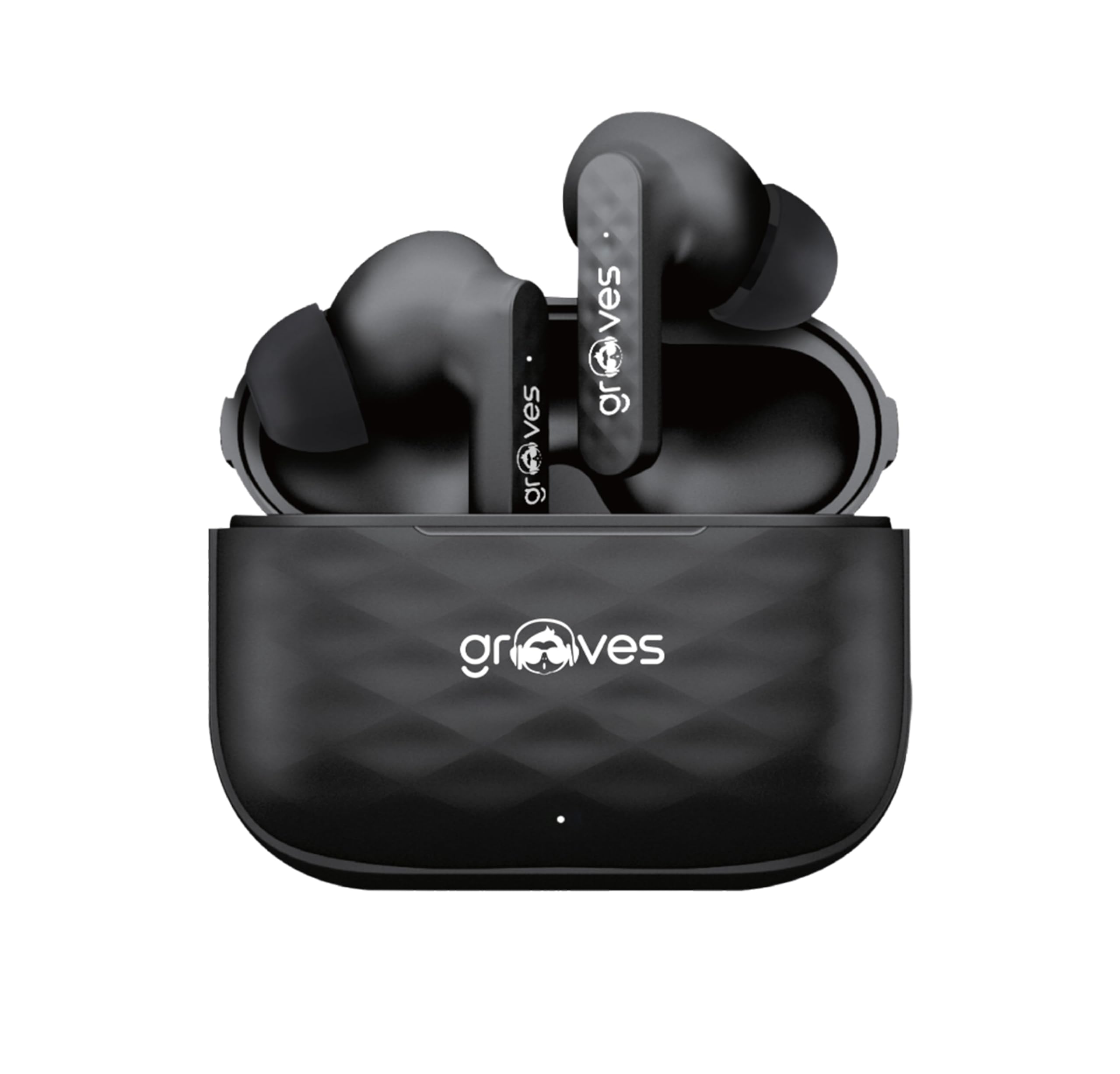 Grooves Infinity Ultra Luxury Diamond Finish, 120 Hrs Standby, Super Bass and Adaptive 4 Mic ENC, Low Latency Calling with Voice Control, 5.3 Bluetooth Headset (Black, True Wireless)