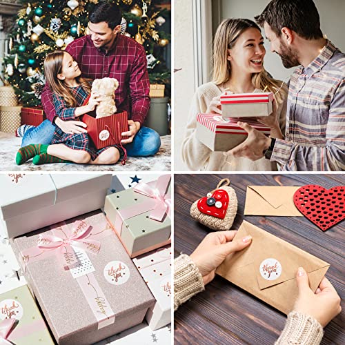 1 Inch Thank You Stickers Roll,4 Classic Design Font Gold Rose Foil Labels,500 Pcs Thank You Lable For Small Business,Wedding,Birthday,Greeting Card,Packaging,Envelope Seals #TOP5