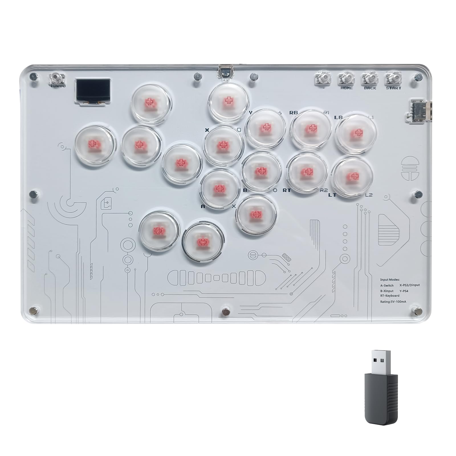 Controller Arcade per PS 5 Slim Pro 16 tasti con Turbo RGB