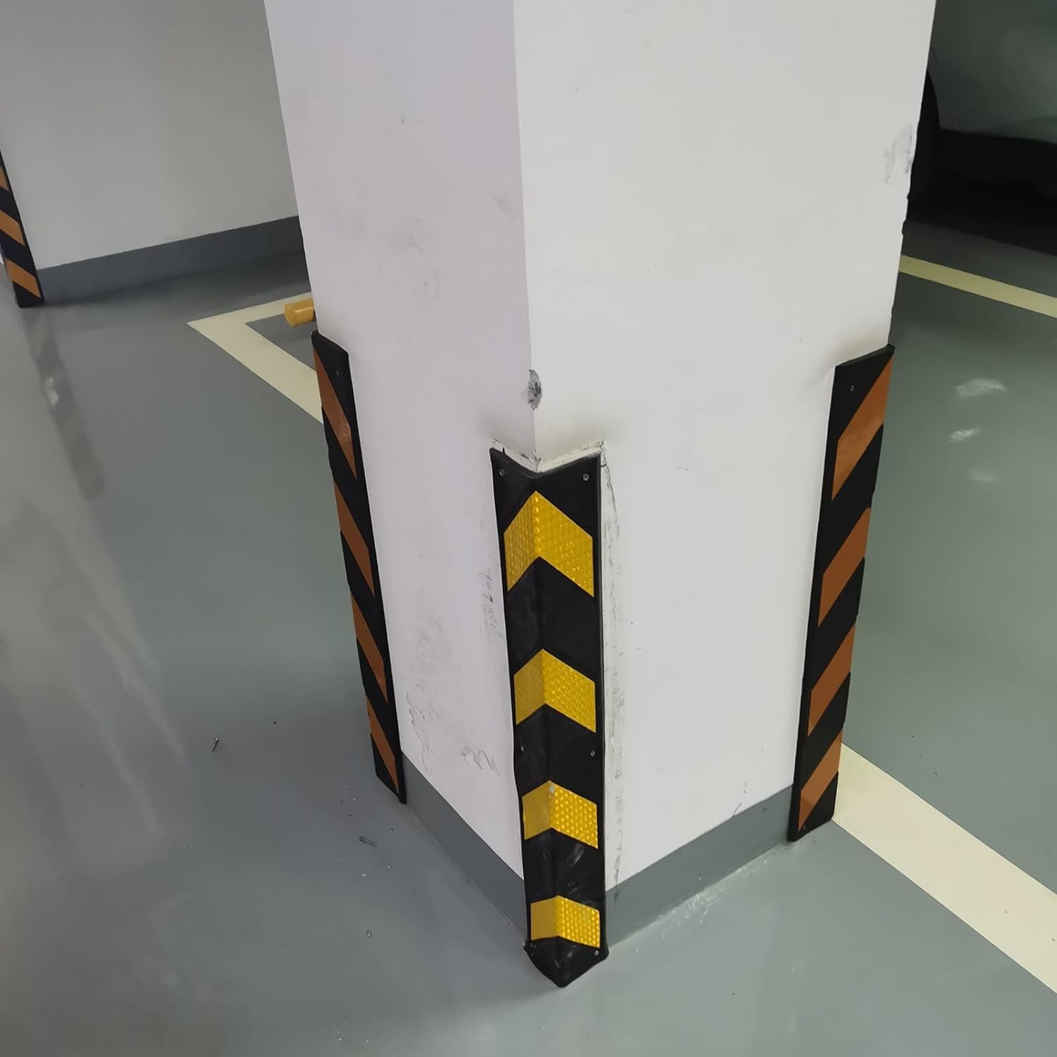 Garage Wall Protector,Wall Corner Protector, Car Park Rubber Car Park Bollard, Reflective Tape Corner Guard Wall, 1cm Thick,Yellow,5pcs,80cm
