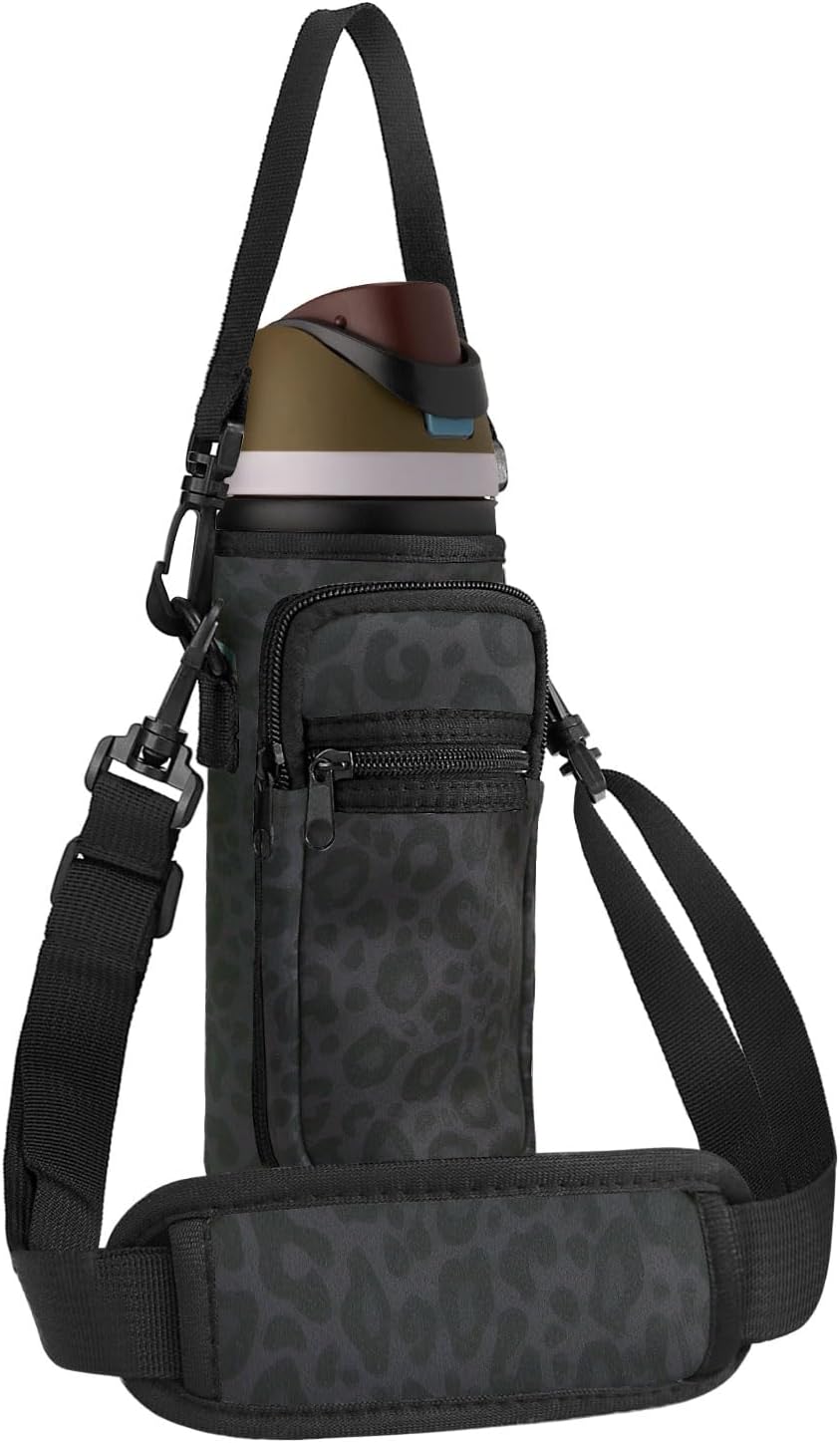 Neoprene Water Bottle Holder Bag with Cell Phone Pocket Compatible with Owala FreeSip 24 oz,Water Bottle Carrying Bag ,with Adjustable Shoulder Strap,for 24oz Stainless Steel Water Bottle