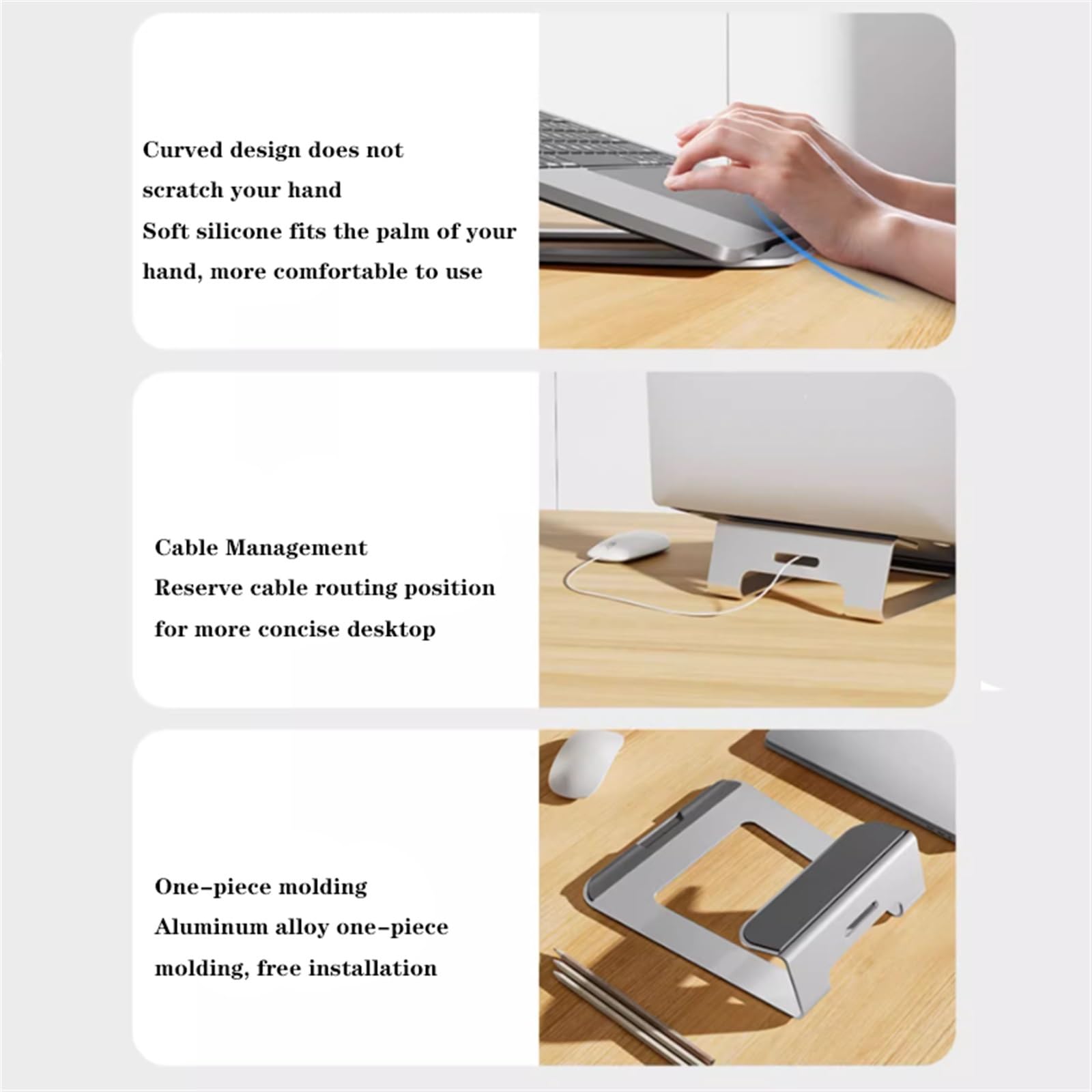 Supporto Portatile for Laptop, Supporto ergonomico for Laptop, Alluminio, Raffreddamento ventilato, Supporto for Notebook, AntiGraffio, Tutti i Laptop da 15,6 Pollici