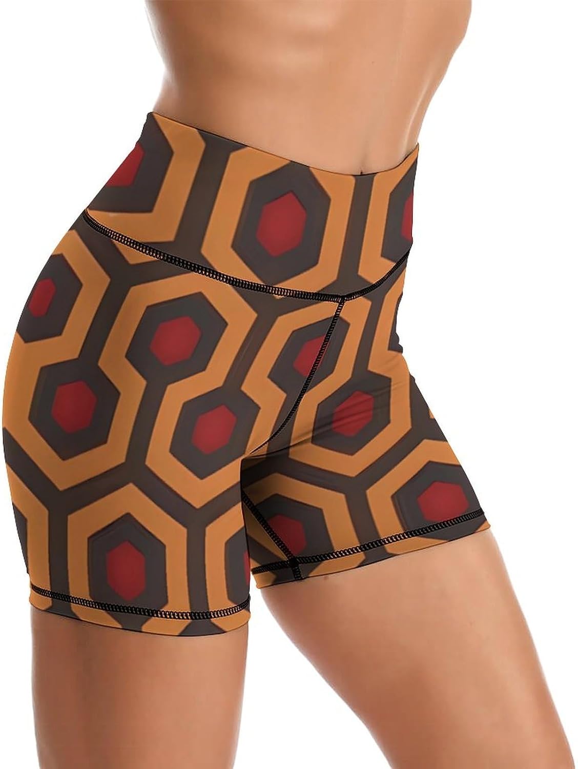 Women's High Waisted Shining Overlook Biker Shorts Non See Through Workout Yoga Shorts Tummy Control