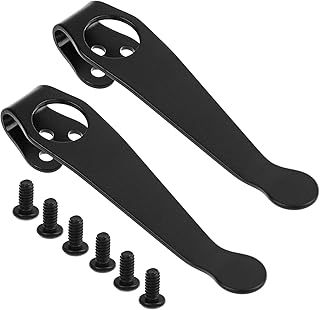 2 Pieces Knife Pocket Back Clip, 3-hole Titanium Alloy Deep Carry Pocket Clip with Screws for Spyderco C81 C10 C11 (Black) - A.I.FORCE