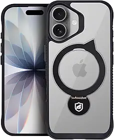 Gshield Capa Case Capinha Raptor com Suporte Kickstand compatível com Magsafe, Laterais Antiderrapantes Bordas Elevadas e Local para Acoplar Alça de Pulso (Preta, iPhone 17)