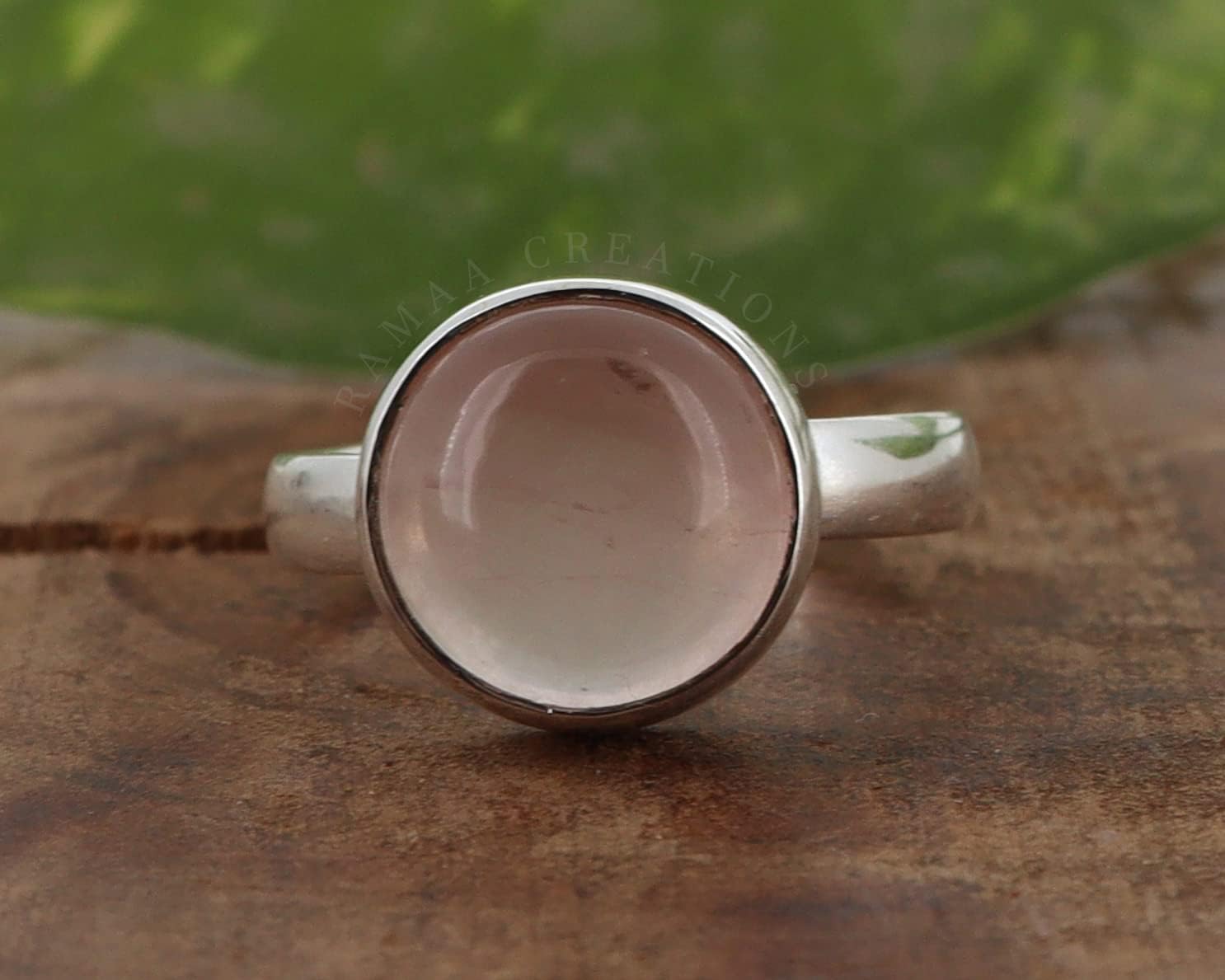 Rose Quartz Silver Ring | Natural Round Rose Quartz Ring | Sterling Silver 925 | Handmade Jewelry