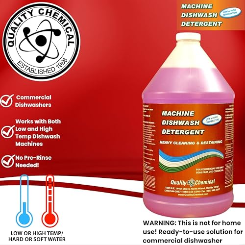 Miniatura 2 de Quality Chemical Detergente líquido alcalino para lavavajillas comercial, fórmula de grado industrial que disuelve manchas de alimentos, grasa,