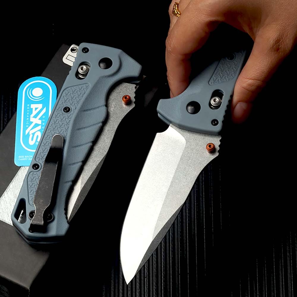 Klappmesser 8.2" Taschenmesser Fähig aus Axis Lock, Leicht Blau G10 & Stahl outdoor messer survival Klein edc messer, Gegen Jagdmesser, scharf einhandmesser/clip, Einzigartig pocket folding neck knife