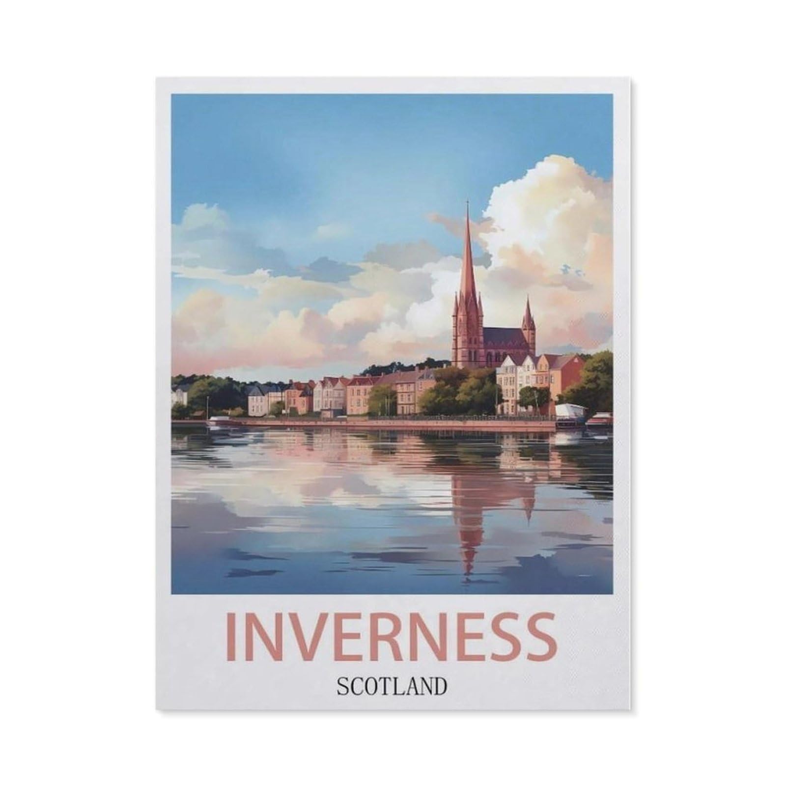 Beayodkp （50 X 60 Cm/19.68 X 23.62 Inches） 5D Diy Diamond Painting Kit，Inverness Scotland Vintage Travel Poster，Crystal Mosaic Full Drill Round Diamond Painting Embroidery Accessories-Cf45