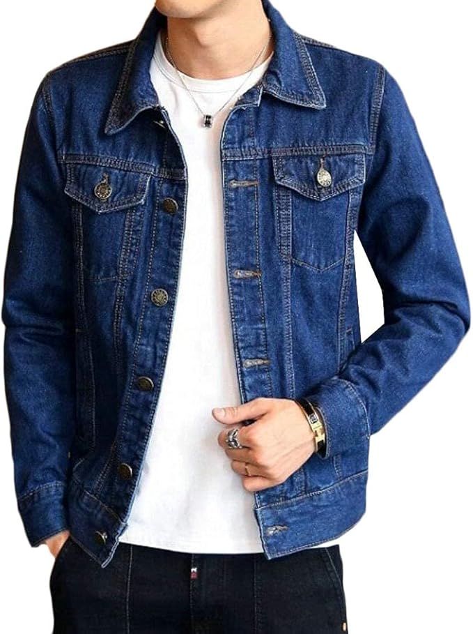 Men Loose Ripped Jean Lightweight Jacket Casual Classic Denim Jacket