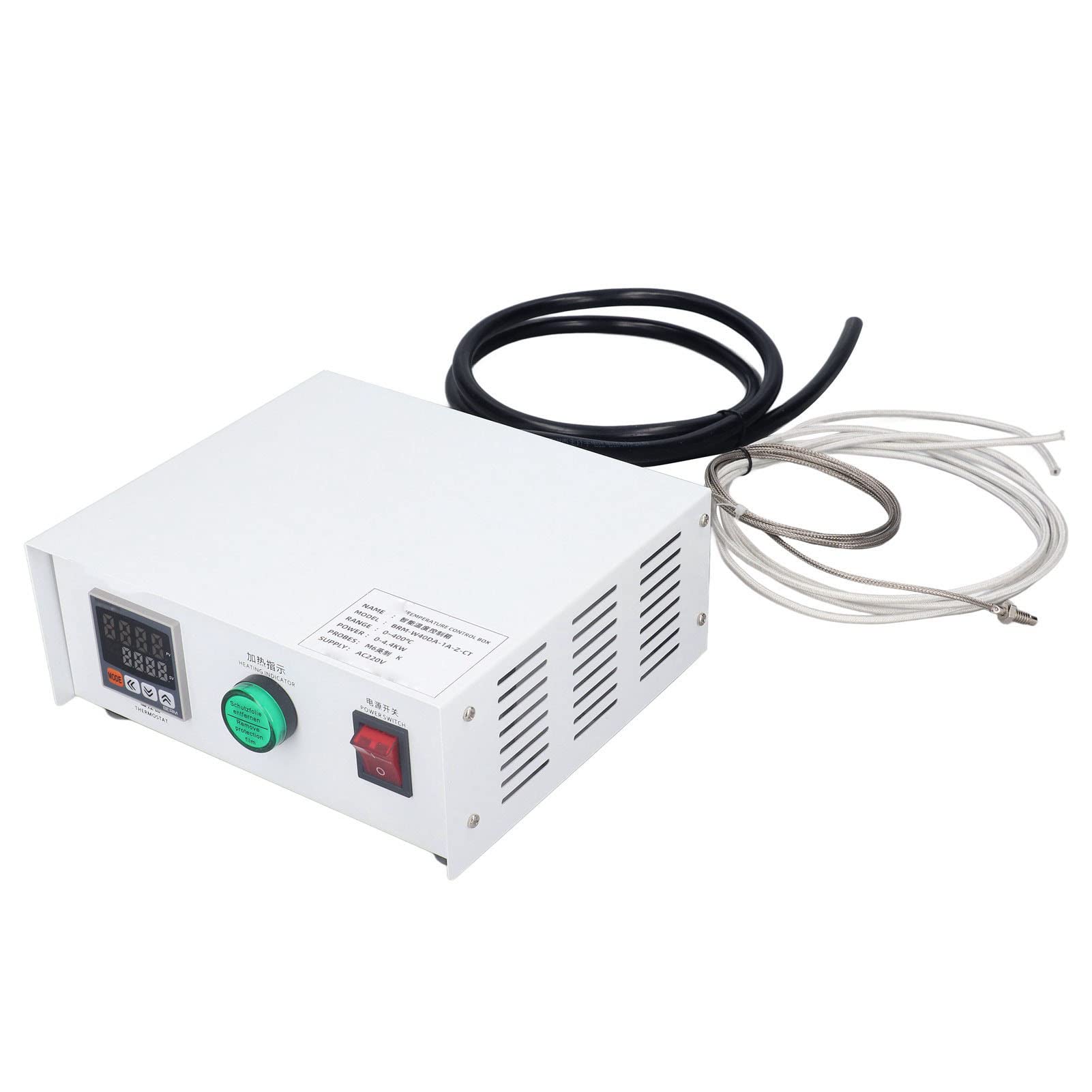 Controlador de Temperatura PID, Termostato de Pantalla Digital con Sonda de Alta Precisión M6, AC220V 0-400°C para Horno IR, Máquina de Curado UV, Maquinaria de Plástico (2m)
