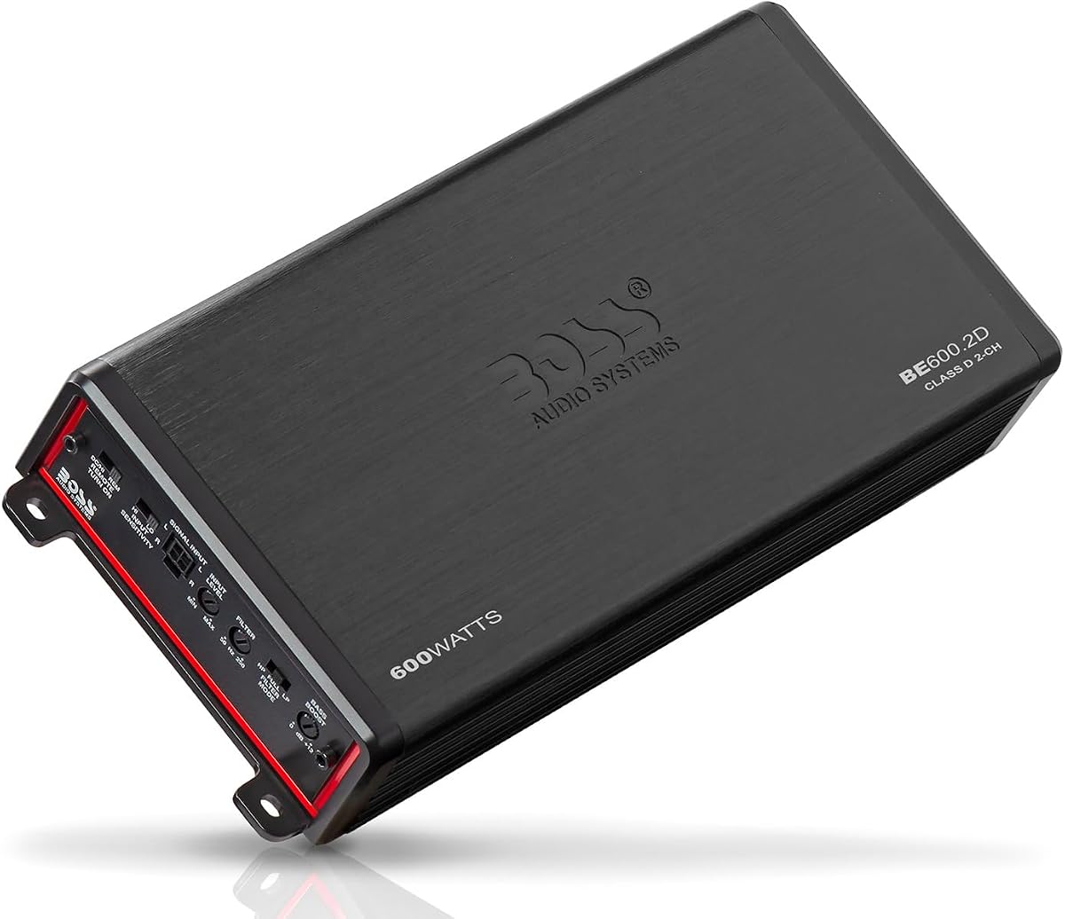BE600.2D Elite Series 2 Channel Class D Car Amplifier - 600 High Output, High/Low Level Inputs, Hook Up to Subwoofer for Bass