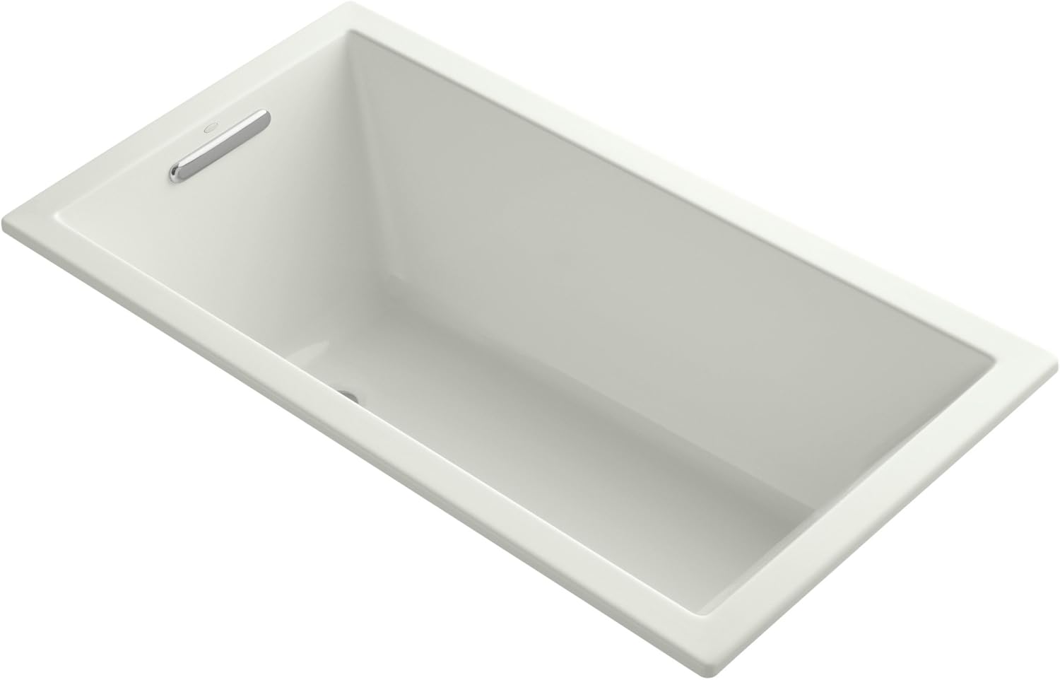 Kohler K-1130-NY Underscore 5Ft Acrylic Bath in Dune color, showing its rectangular shape and integrated overflow drain.
