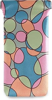 susiyo Abstract Colorful Lines Glasses Case Portable Microfiber PU Leather Soft Sunglasses Bag Eyeglasses Pouch Holder Squeeze Top for Women Men