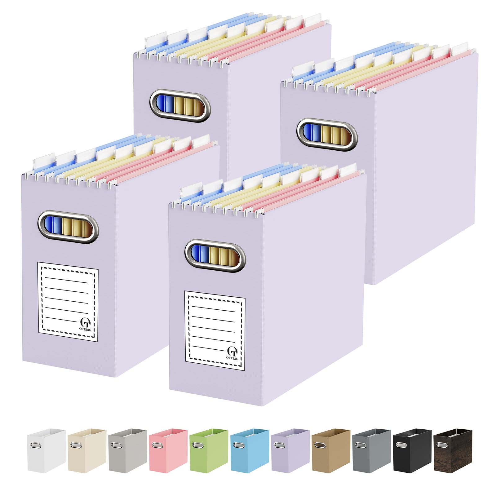 Oterri Cardboard File Organizer Box for Hanging File Folders Letter Size,File Box for Computer Desk,File Cabinet,Working Home,Office,Classroom (Purple