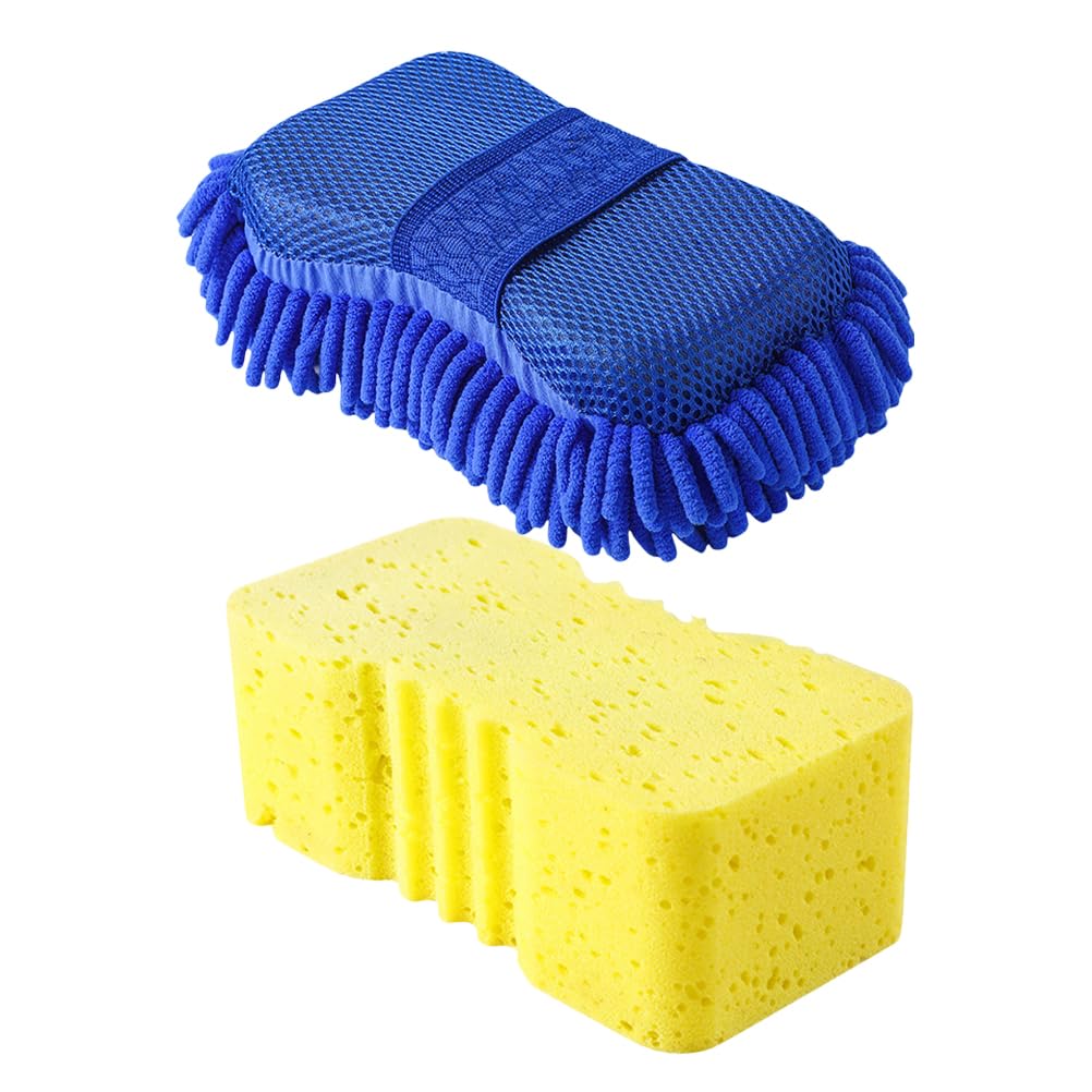 2piezas Esponjas De Lavado De Autos Toalla De Microfibra Unidades Antirrayas Alta Densidad Absorbentes para Limpiar Autos Camiones SUV y Botes