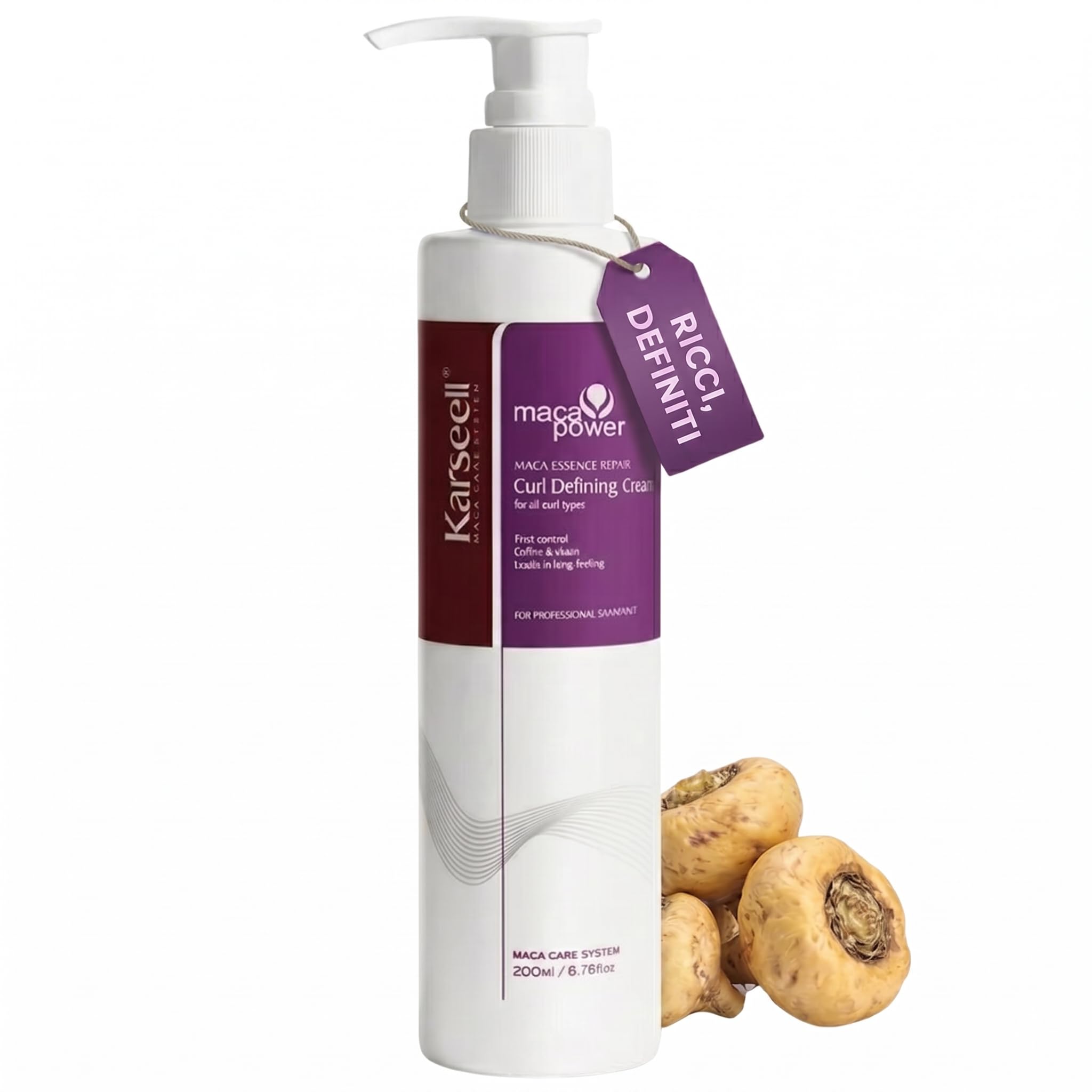 Karseell MACA CARE SYSTEM Crema Definizione Ricci Ravviva Boccoli Trattamento Idratante Riparatore Capelli Mossi Anticrespo Nutrizione Profonda Cheratina Olio Argan Oliva Mandorle Professionale 200ml