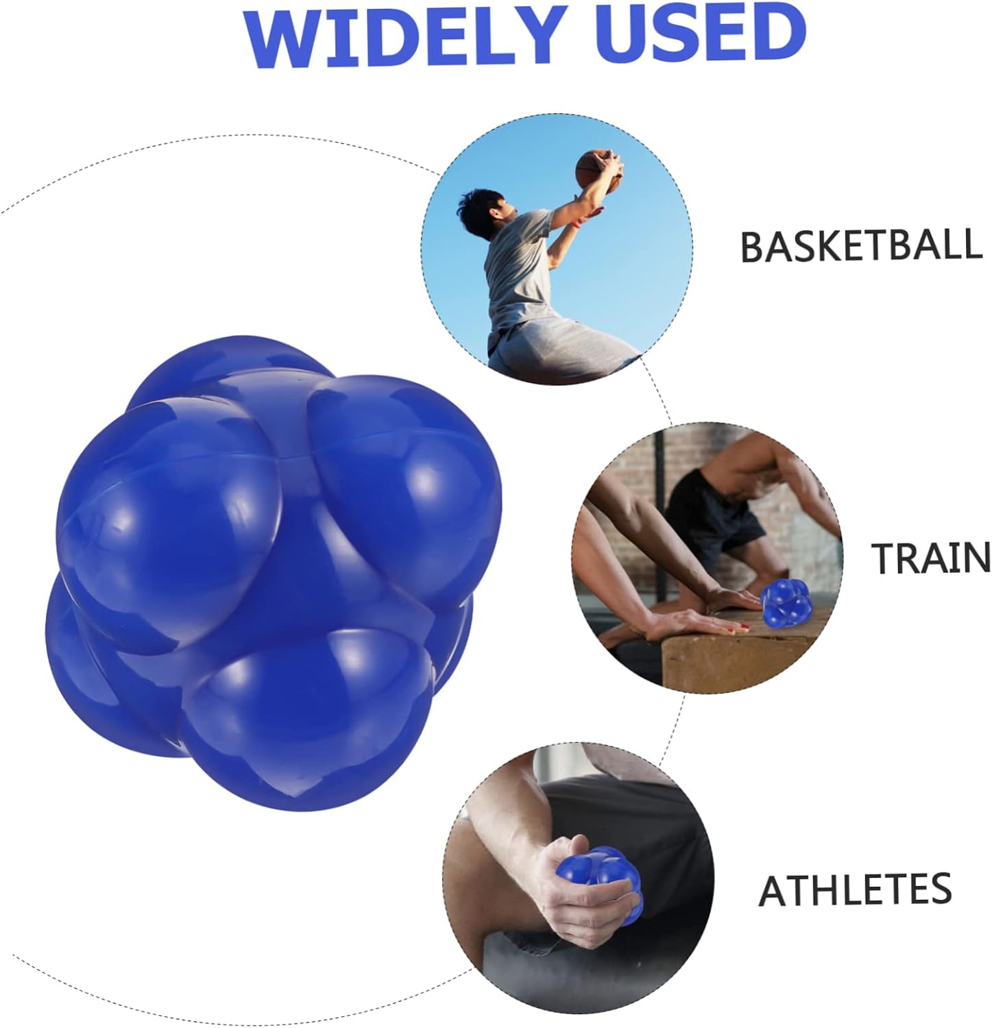 Agility Reaction Ball Silicone Hexagonal Training Tool for Baseball Softball Multi-Sport Drills Enhance Reflexes Footwork Coordination Large Blue