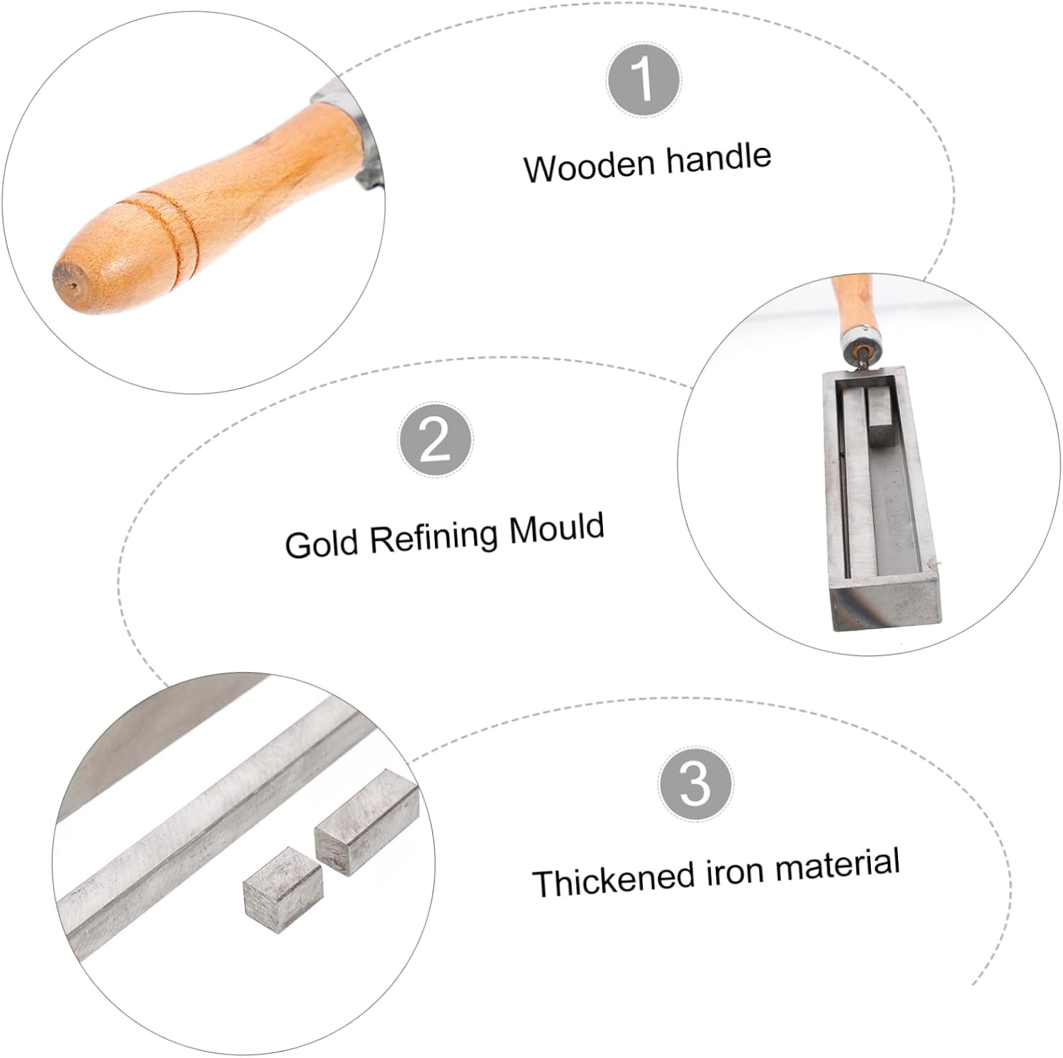 JEWEDECO Gold Melting Ingot Mold for Metal Refining Durable Iron Casting Mould for Gold Silver Scrap Melting High Thermal Stability