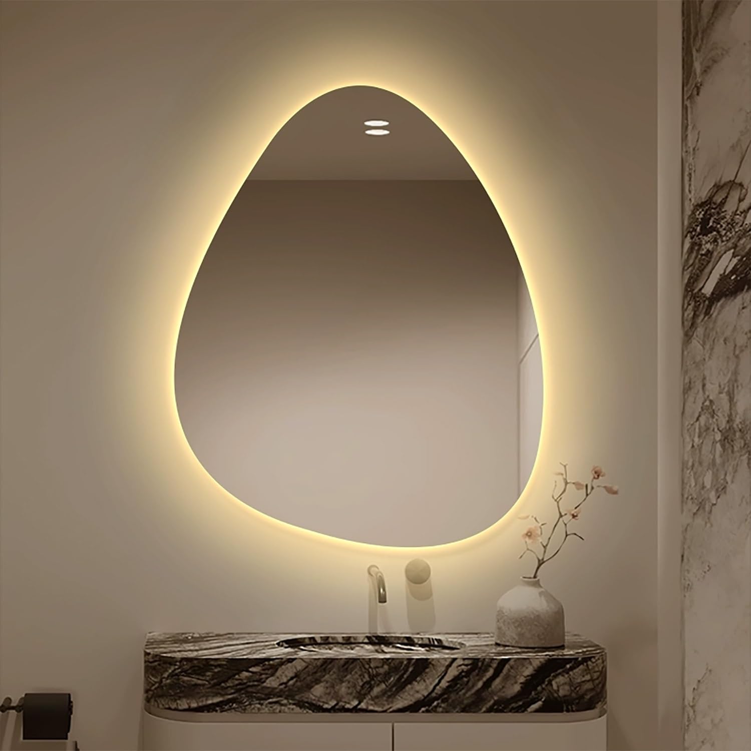 Miroir de salle de bain LED triangulaire asymétrique sans cadre 122 cm