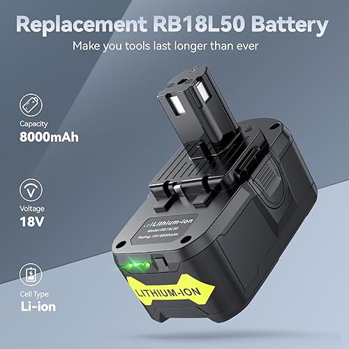 Miniatura 3 de Fancy Buying Batería de 9.0 Ah para Ryobi 18V batería para herramientas inalámbricas Ryobi ONE+P102 P103 P105 P107 P108 P109 P122 (paquete de 2)