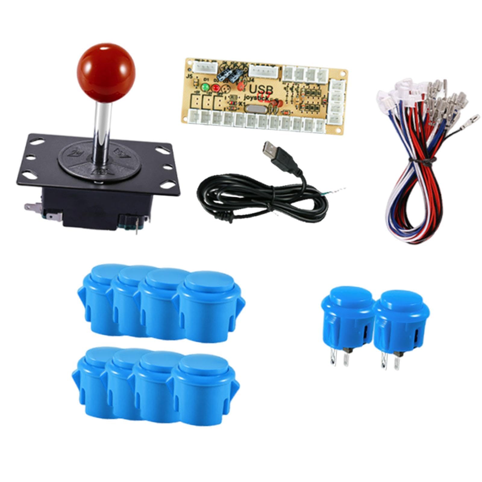 Harilla -Spiele-DIY-Kit-Teile mit aufsteckbaren Tasten, Spielzubehör, zuverlässig für PC-Spiele, Joystick, USB-Board, Blau