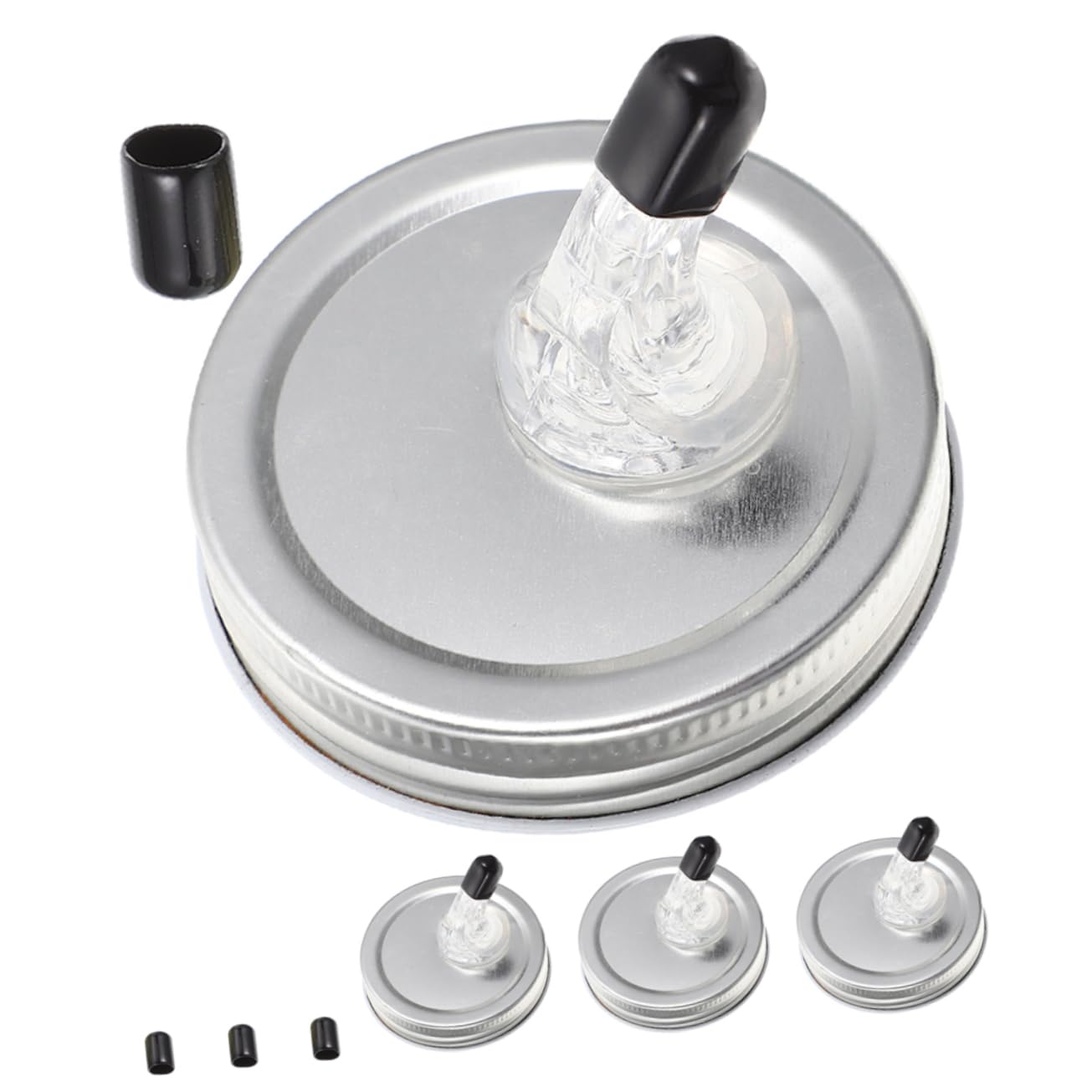 OFFSCH 4-pack Jar Pour Spout Reusable Metal Oil Wine Bottle Spout Easy to Use Bar Accessory Nozzle Lid for Fresh Storage