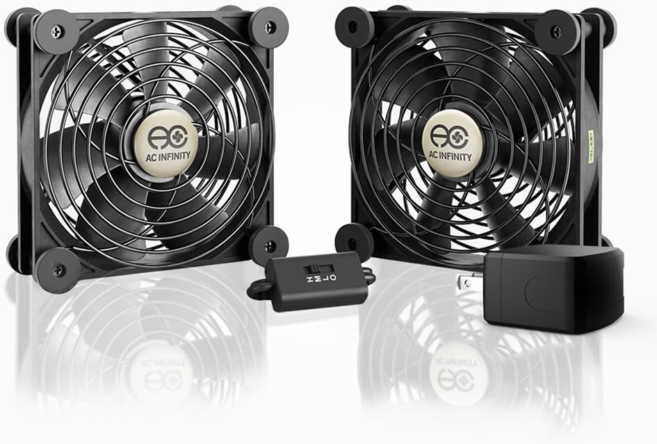 MULTIFAN S7-P, Quiet Dual 120mm AC-Powered Fan with Speed Control, UL-Certified for Receiver DVR PlayStation Xbox Component Cooling