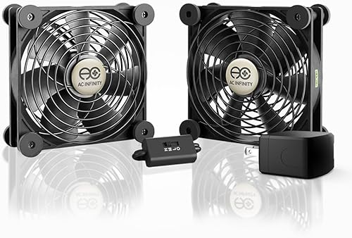 Miniatura 8 de AC Infinity MULTIFAN S7, silencioso ventilador USB dual de 4.724 in, certificado UL para receptor DVR PlayStation Xbox computadora gabinete