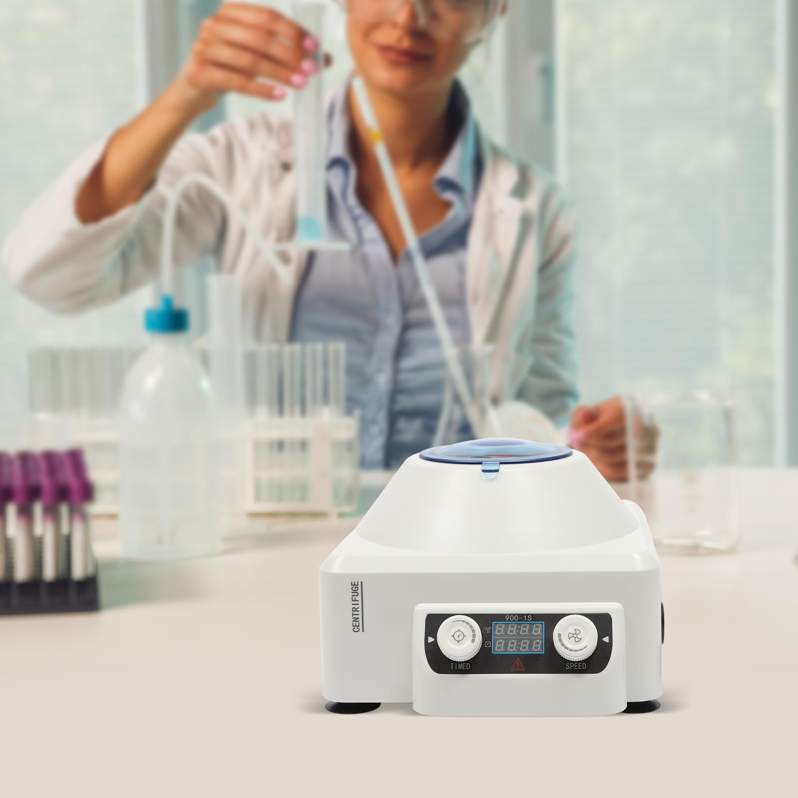 Centrífuga de laboratorio 6 x 10 ml con pantalla LCD y temporizador de velocidad ajustable 0-4000 rpm/min, para hospital, laboratorio, suero, plasma