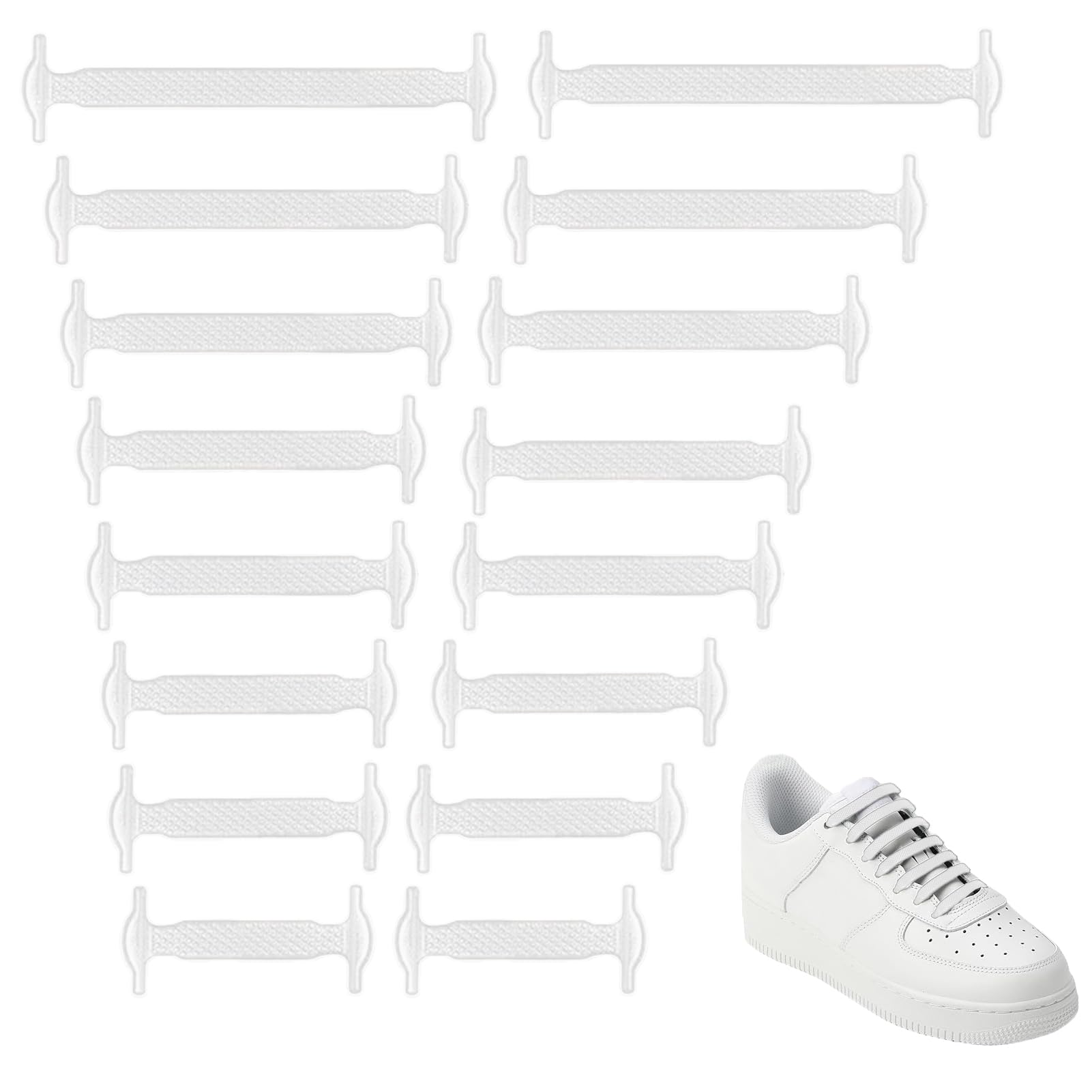 Vandomrise Elastische Silikon Schnürsenkel, Kinder & Erwachsene No Tie Shoelaces, Schnürsenkel ohne Binden Wasserdichte Flaches Elastikband für Sneaker Stiefel Brettschuhe und Freizeitschuhe, Weiß
